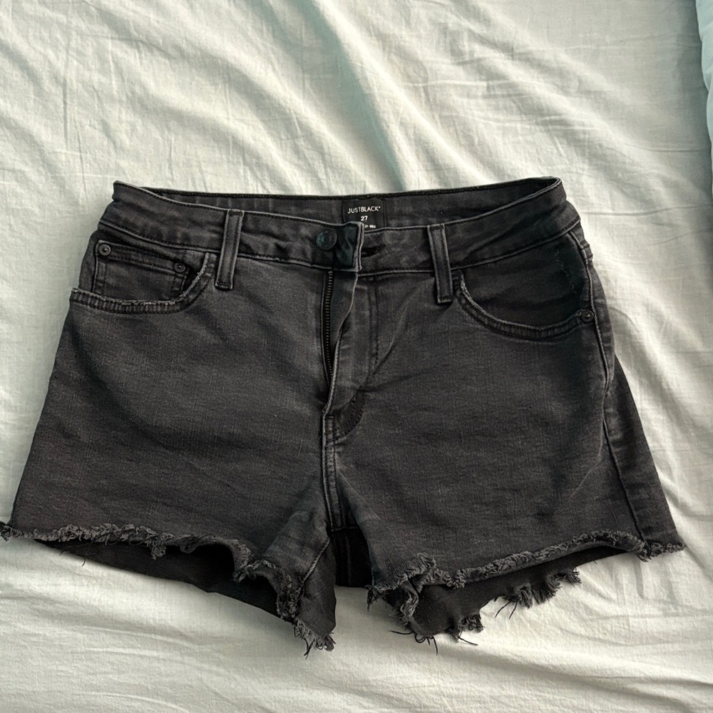 Just Black Dark Denim Frayed Shorts